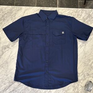 Huk Men's Dark Blue Casual Button Down Shirt
